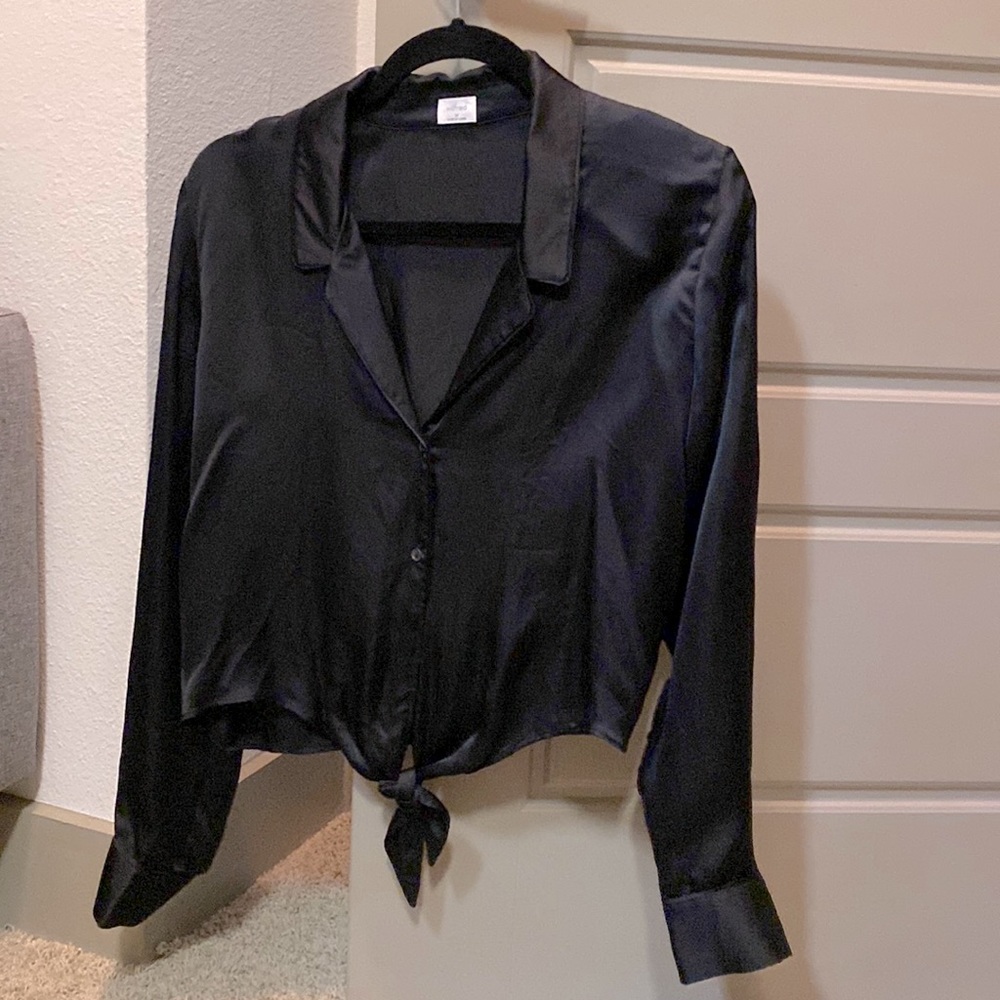Black silk top